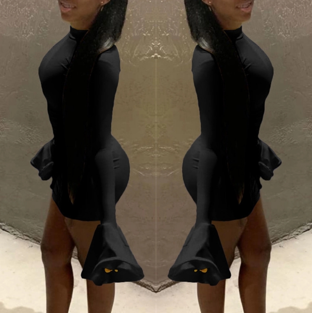 Black Flared Arm Dress